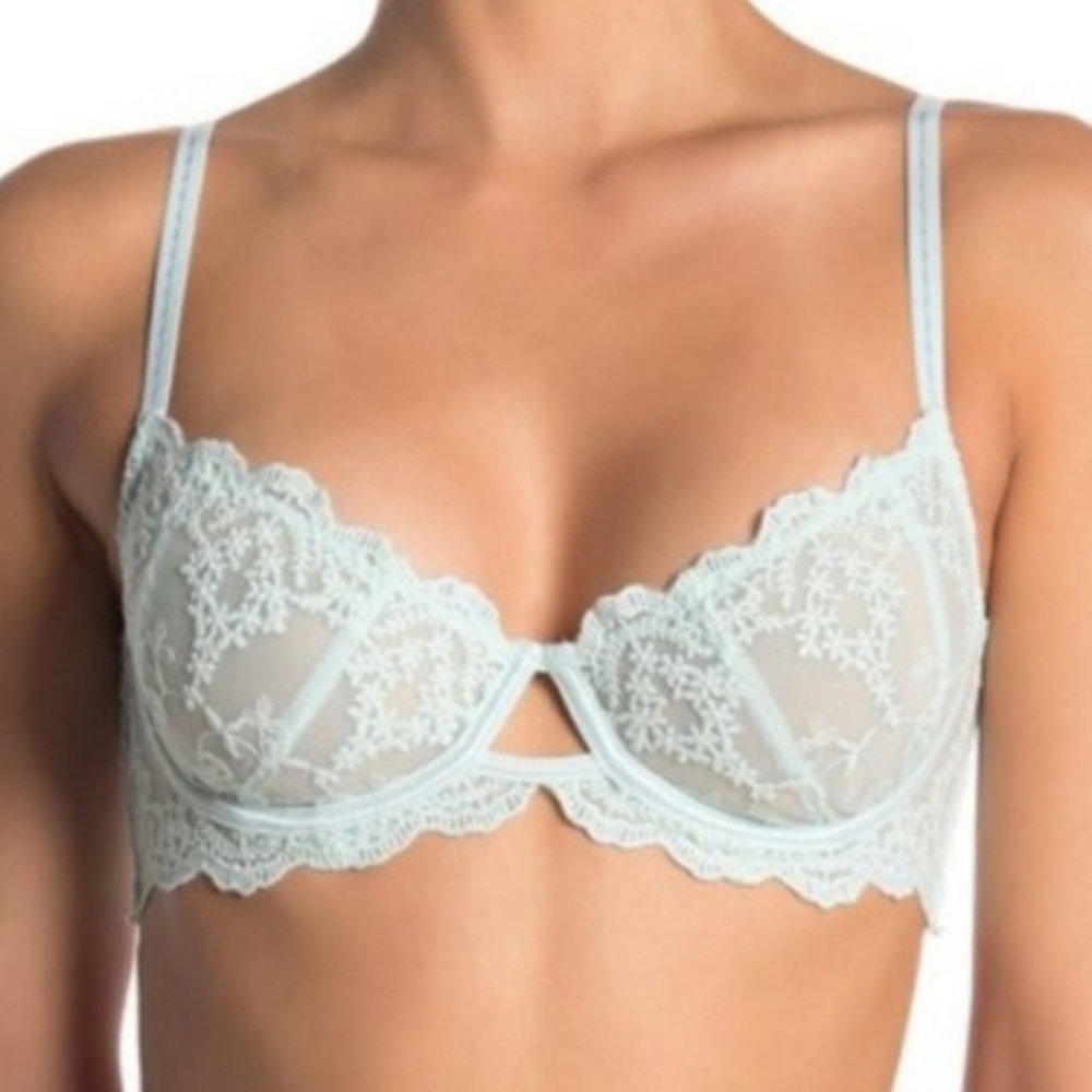 FREE PEOPLE Intimately Ice Blue Lace Underwire Bra